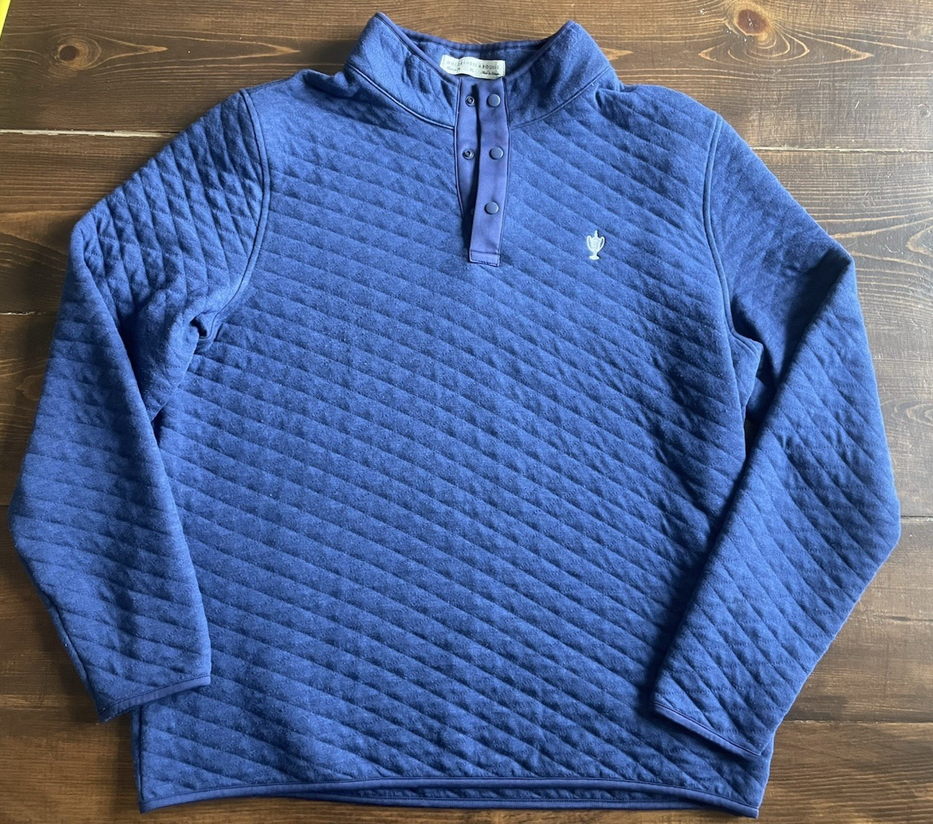 Holderness & Bourne Sweater Mens Medium Blue Quilted T Snap Pullover gallery