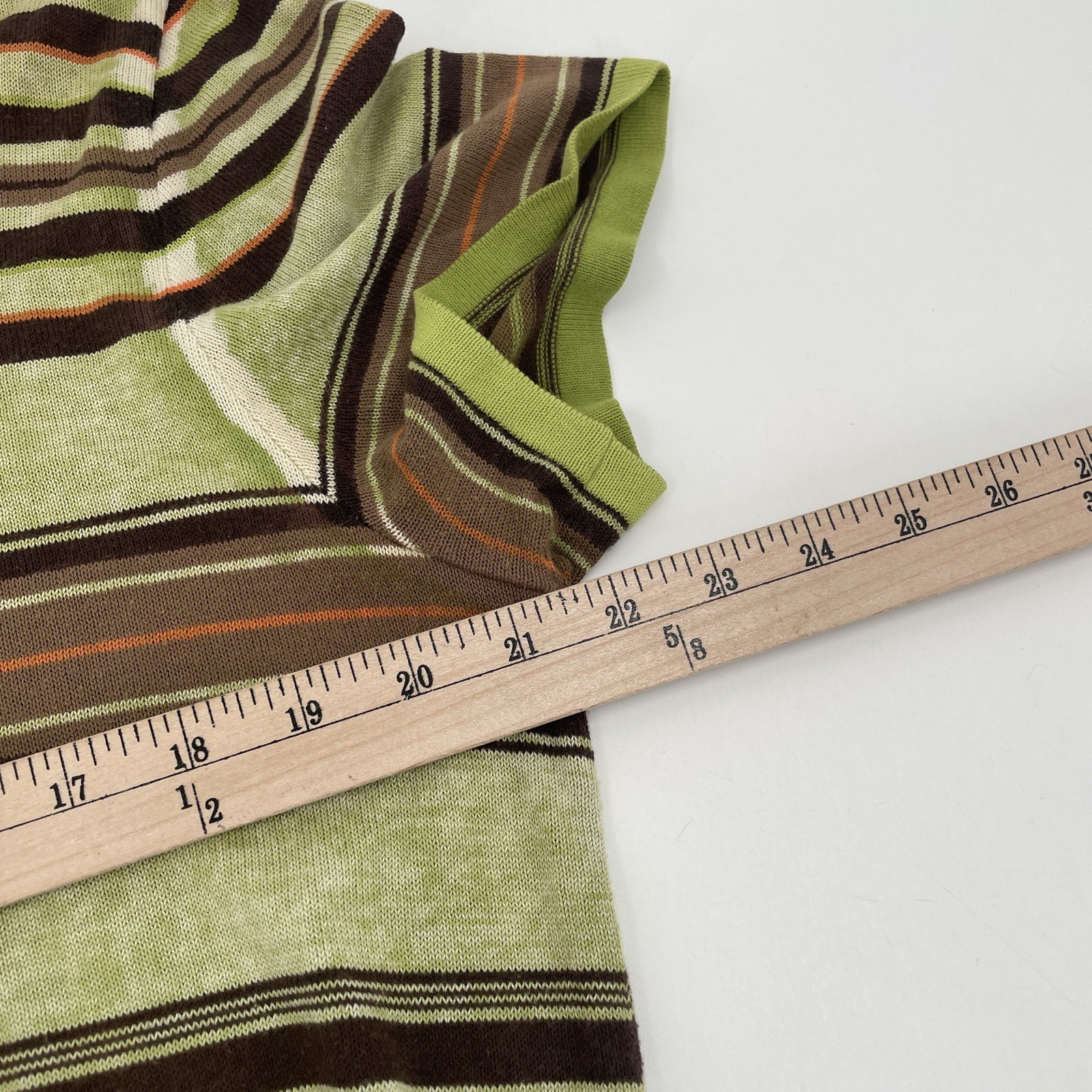 Vintage Iceberg Green Brown Striped 70s Style Polo Shirt - Mens Size L (21.5x27) gallery