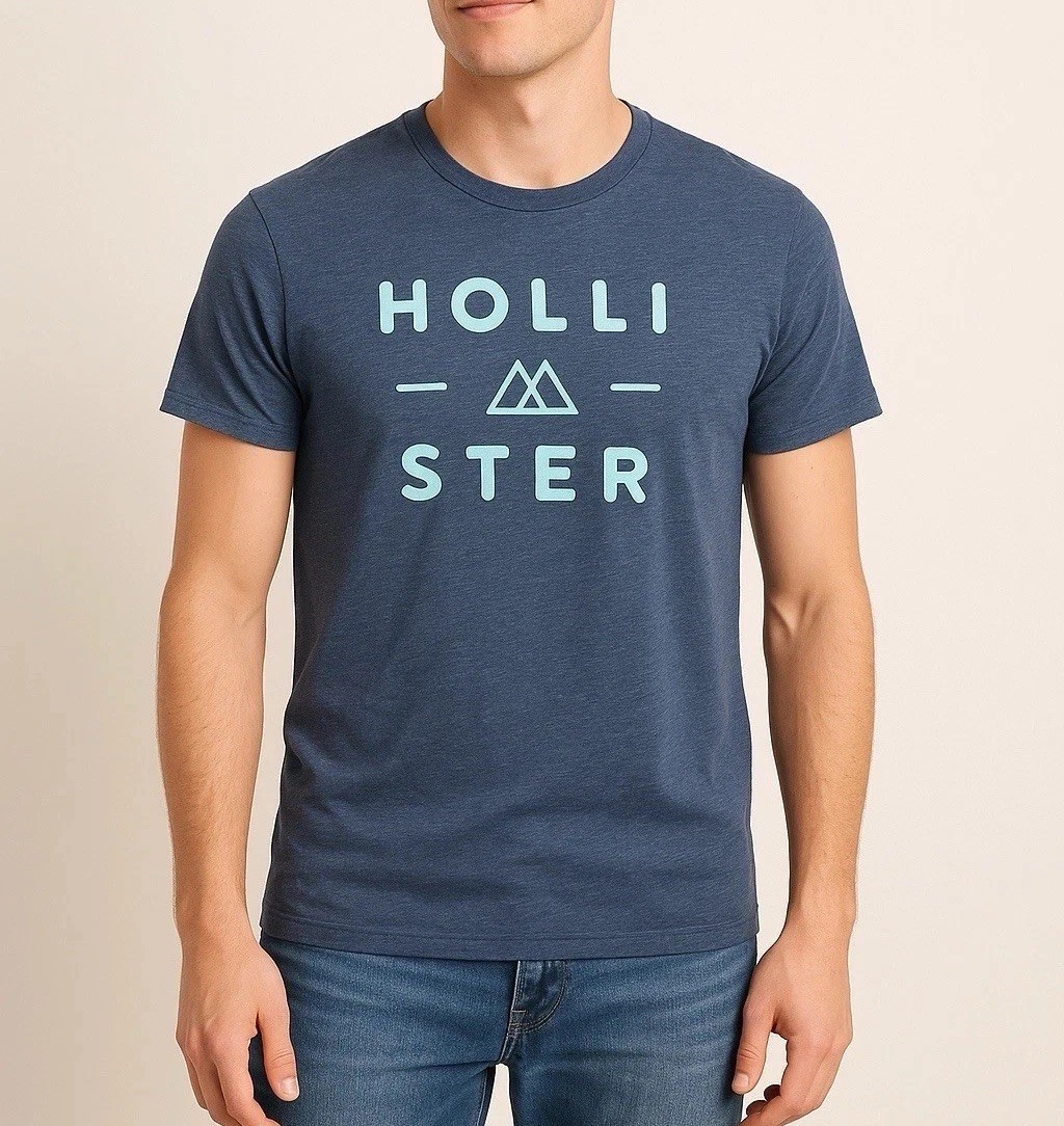 Vintage Y2K Hollister Blue Graphic T-Shirt L Preppy Coastal Beach Nautical