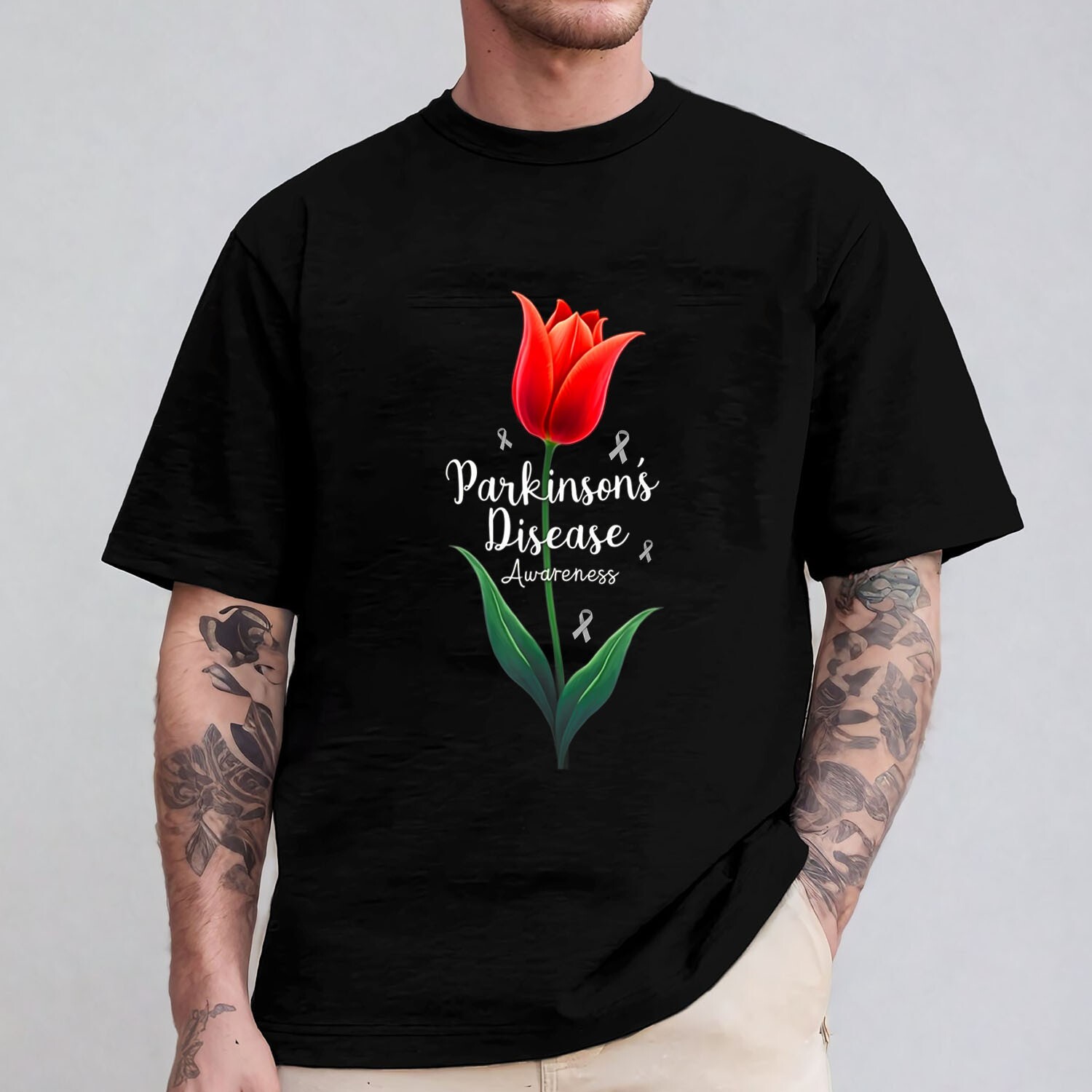 Parkinson Disease Awareness Tulip April Month Patient T-Shirt gallery