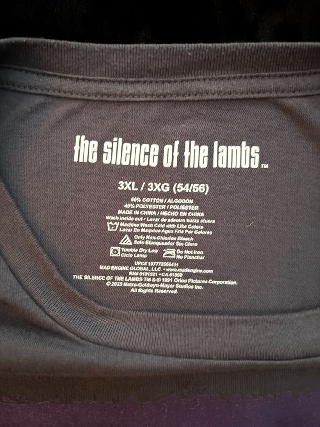 The Silence of the Lambs Hannibal Lecter Graphic T-Shirt 3XL gallery