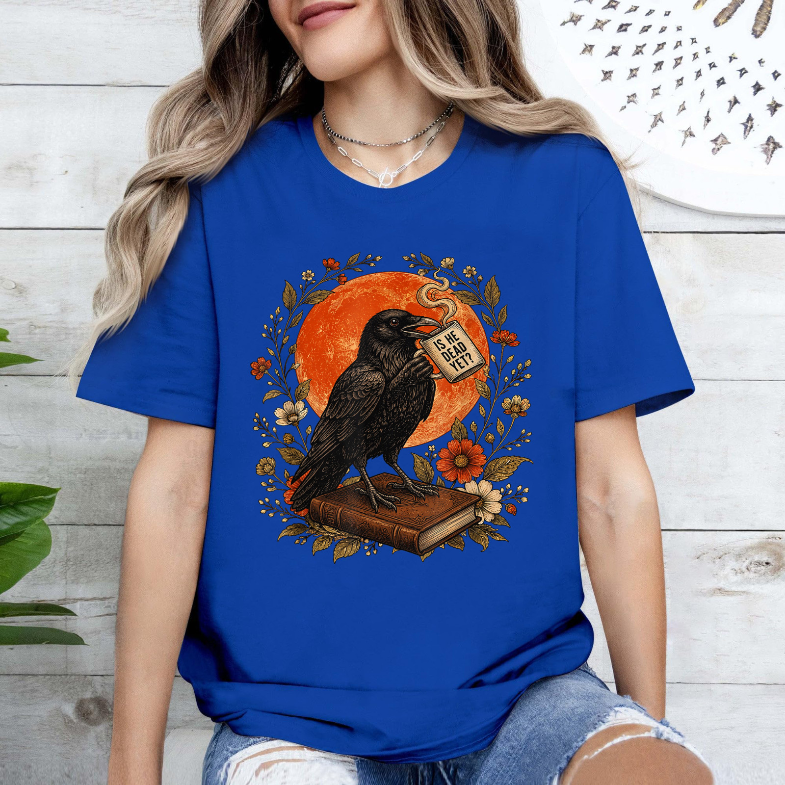 is He Vintage Dead Yet Dark Crow Raven Bird Humor Gothic T-Shirt gallery