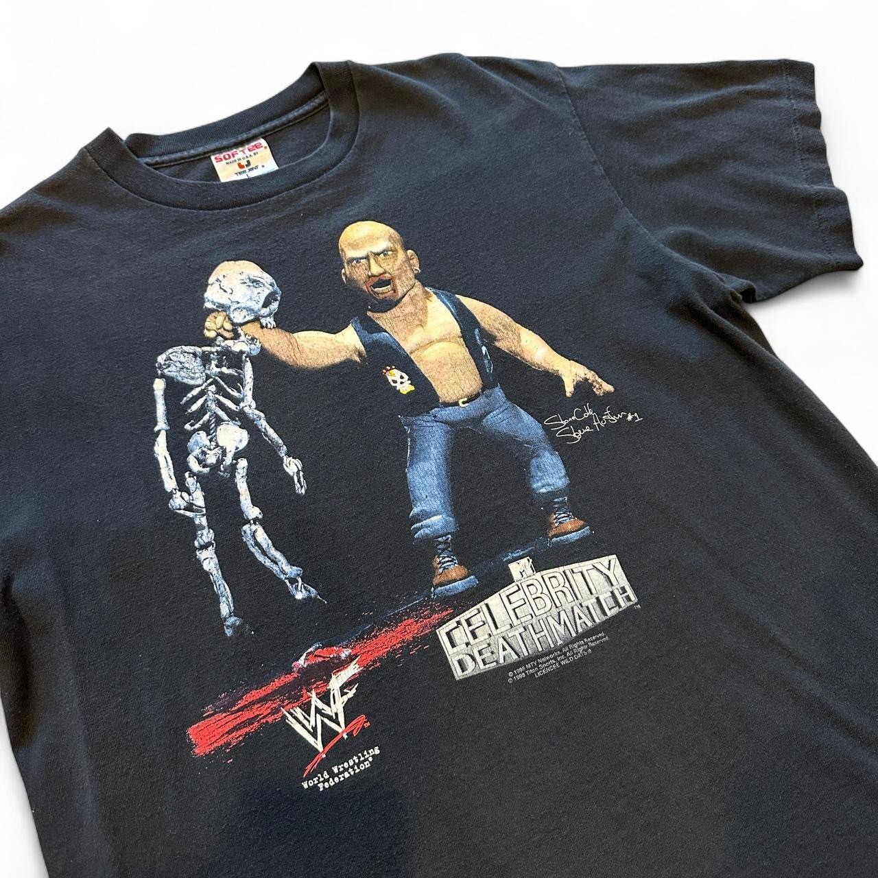 Vtg Stone Cold Celebrity Death Match T Shirt L Black 90s WWF Wrestling Tee WWE gallery