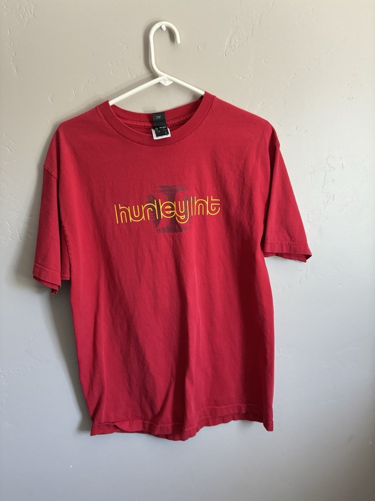 Hurley Men’s Red Graphic Logo Tee L Cotton Crew Neck Short Sleeve