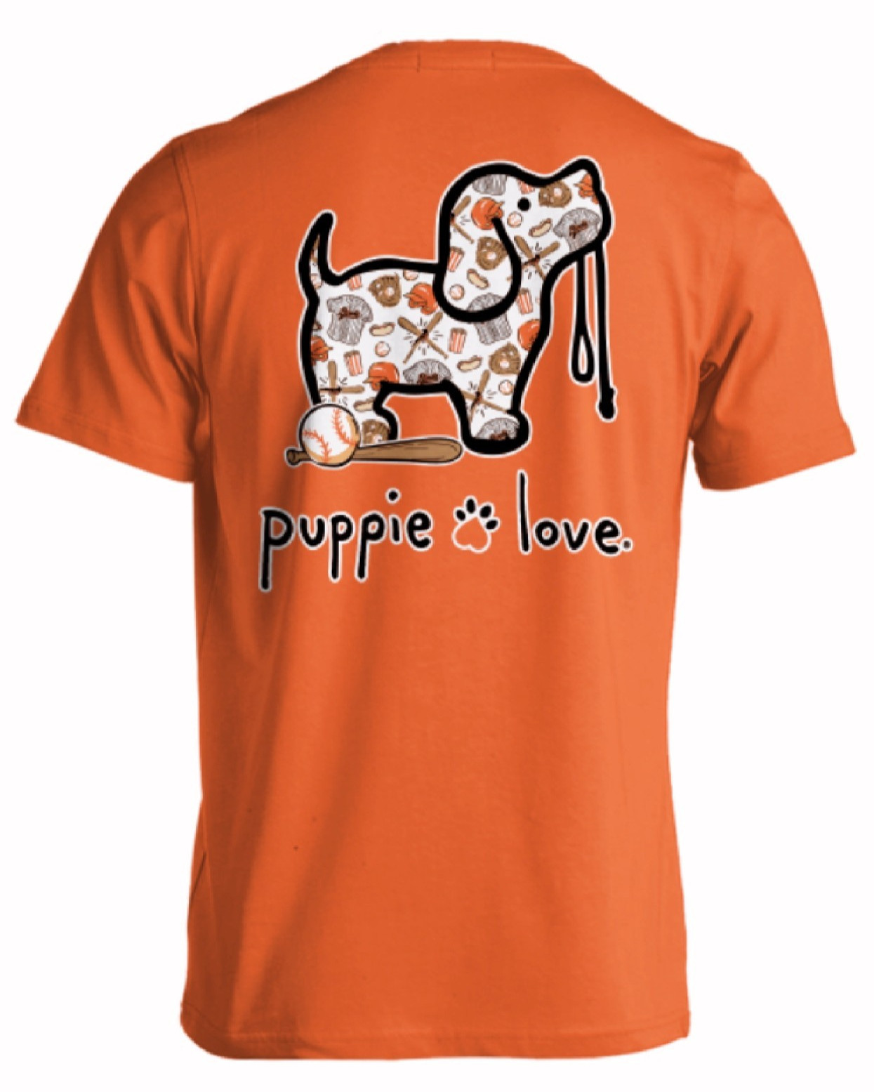 Puppie Love Dog Baseball Pup Orange Short Sleeve T-Shirt NEW Fast Ship