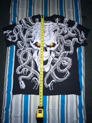 Liquid Blue Men’s Black Cotton Crew Neck T-Shirt, Skull & Snake Graphic Print,XL