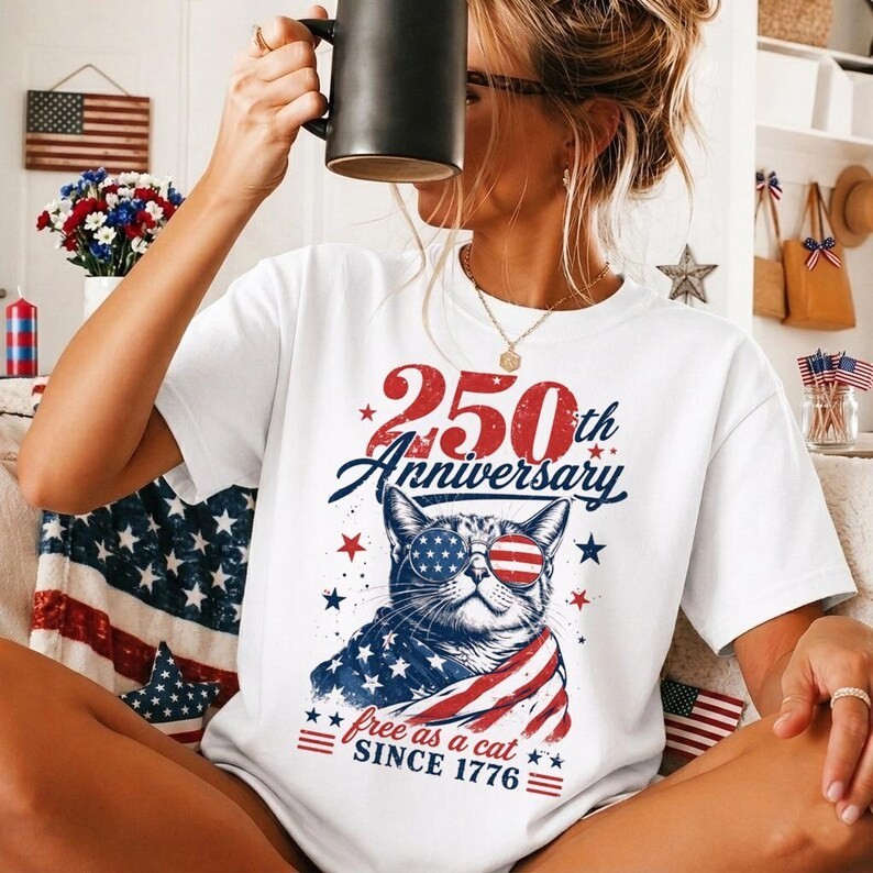 Free As a Cat Shirt, USA 1776–2026 T-Shirt, 250th Years of Shirt gallery