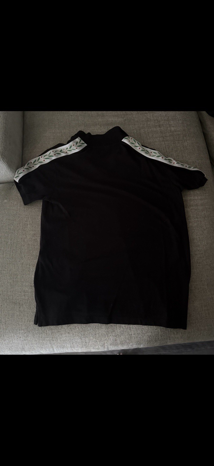 Casablanca Tennis Club Laurel Stripe Half-Zip Polo — Black | Size XXL gallery