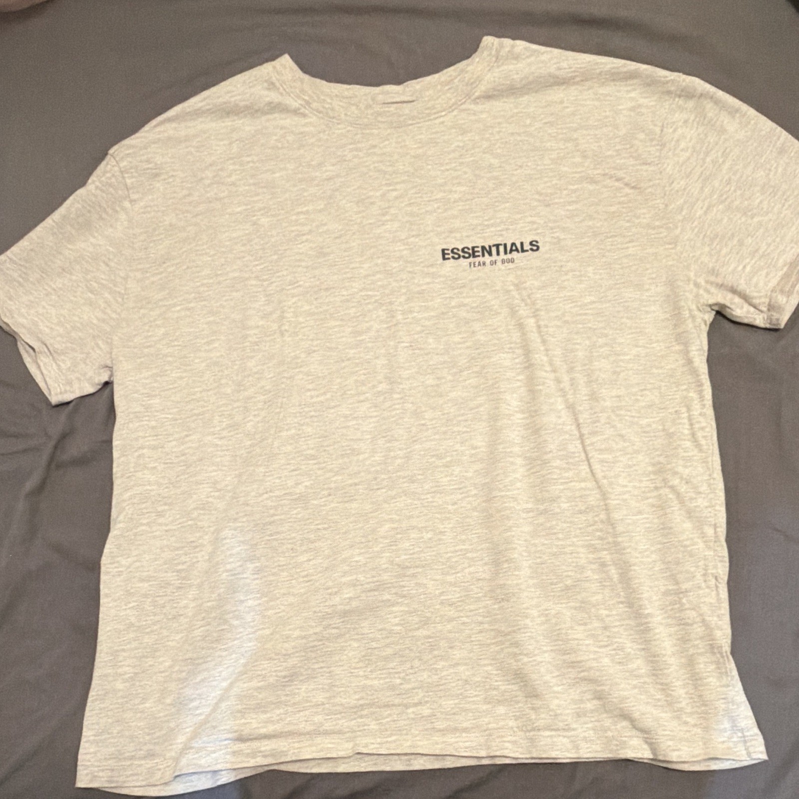 Essentials Fear of God Men's Gray Logo Crew Neck Cotton Jersey T-Shirt Size M gallery