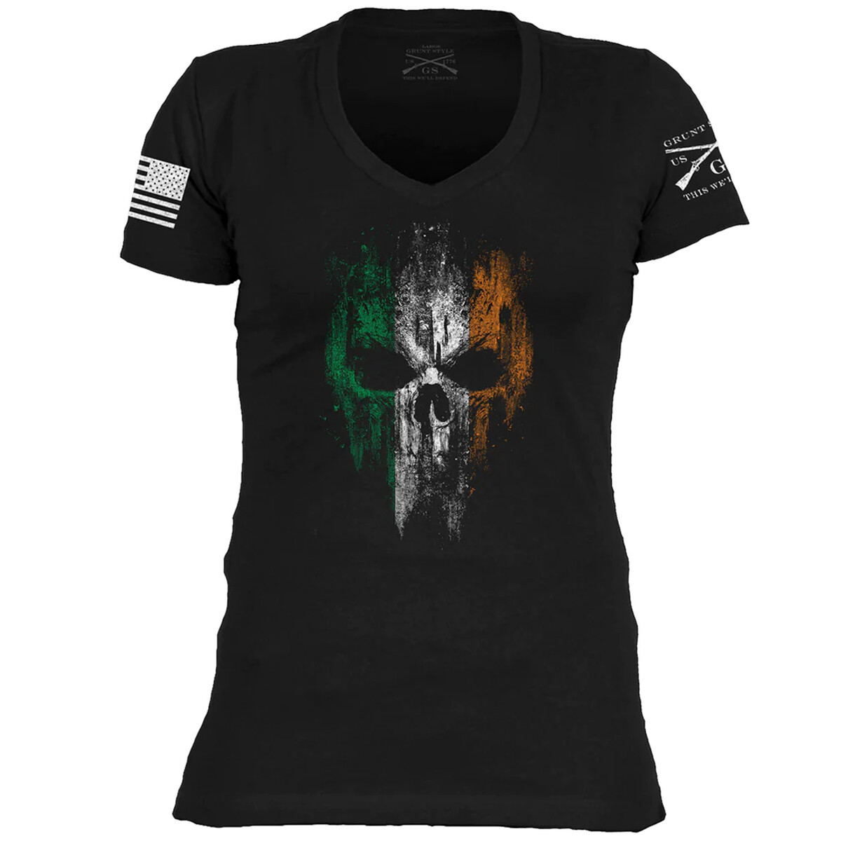 Grunt Style Women's Irish Reaper V-Neck T-Shirt - Black gallery