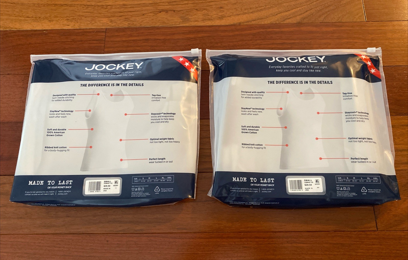 4 Pack Jockey Men's 100% Cotton Tanks Made in America Size Small New gallery