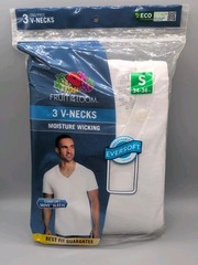 Fruit of the Loom 3 Pack V Necks White Shirts Small 34-36 Comfort Tag Free