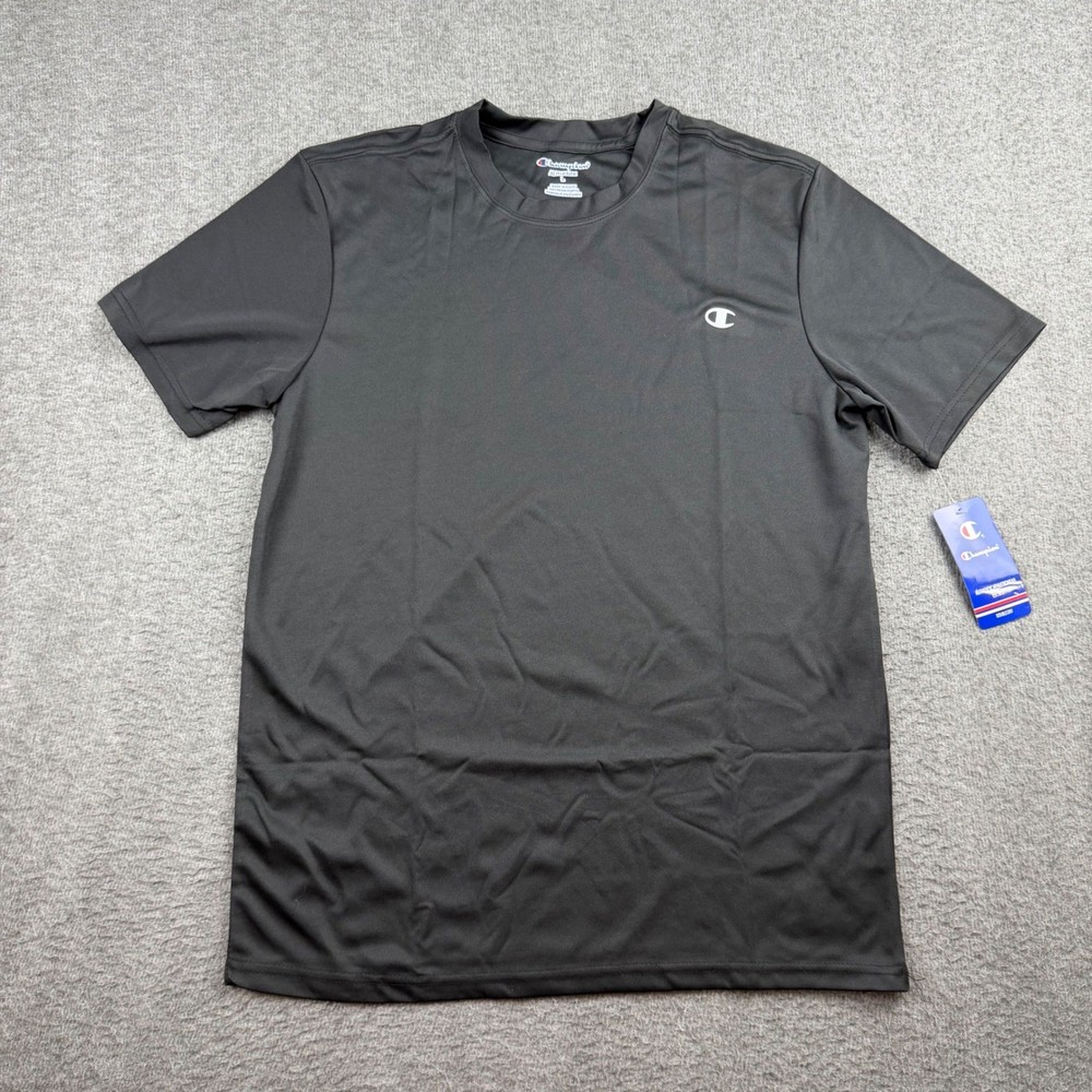 Champion Mens Double Dry Performance T-Shirt Black Short Sleeve Crewneck Large