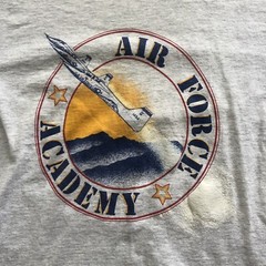VTG Air Force Academy Jets Puff Paint Single Stitch Gray Graphic Medium T Shirt