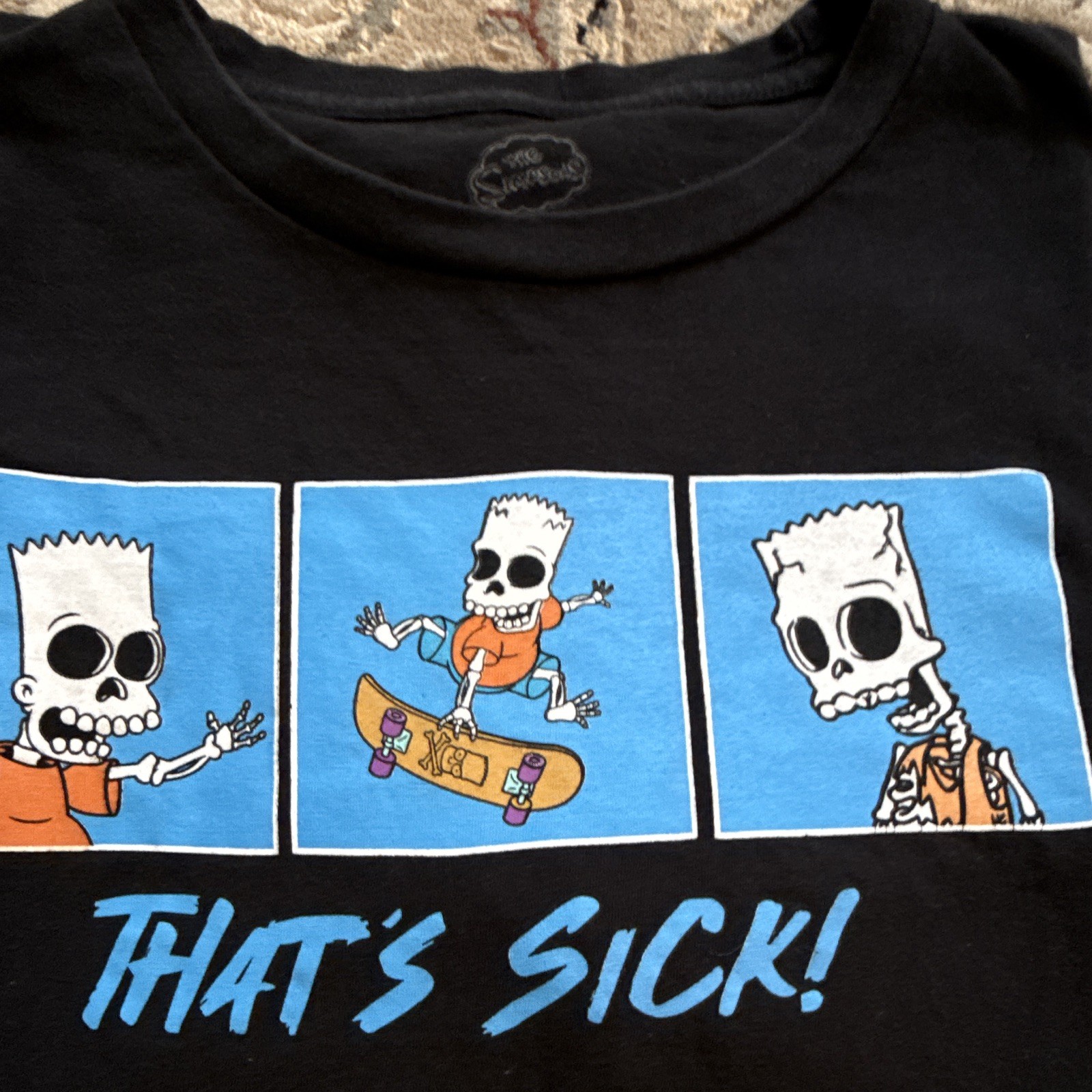 The Simpsons Bart Simpson "That's Sick" Men's Black Cotton Graphic Tee XL Rare gallery