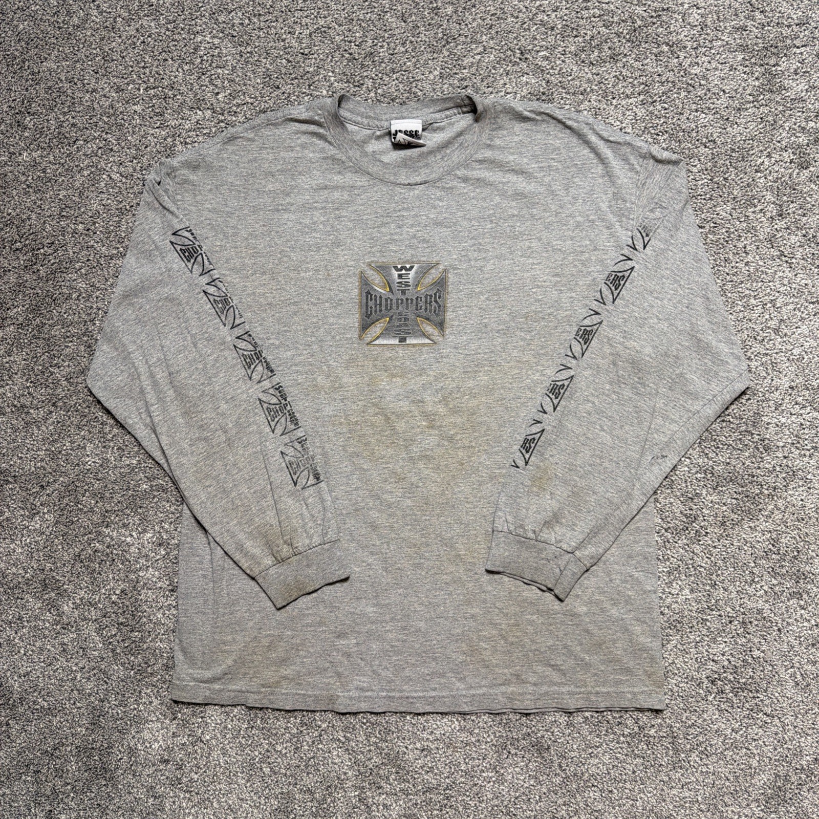 Vintage Grey West Coast Choppers Double Sided Longsleeve T Shirt Size XL Faded gallery