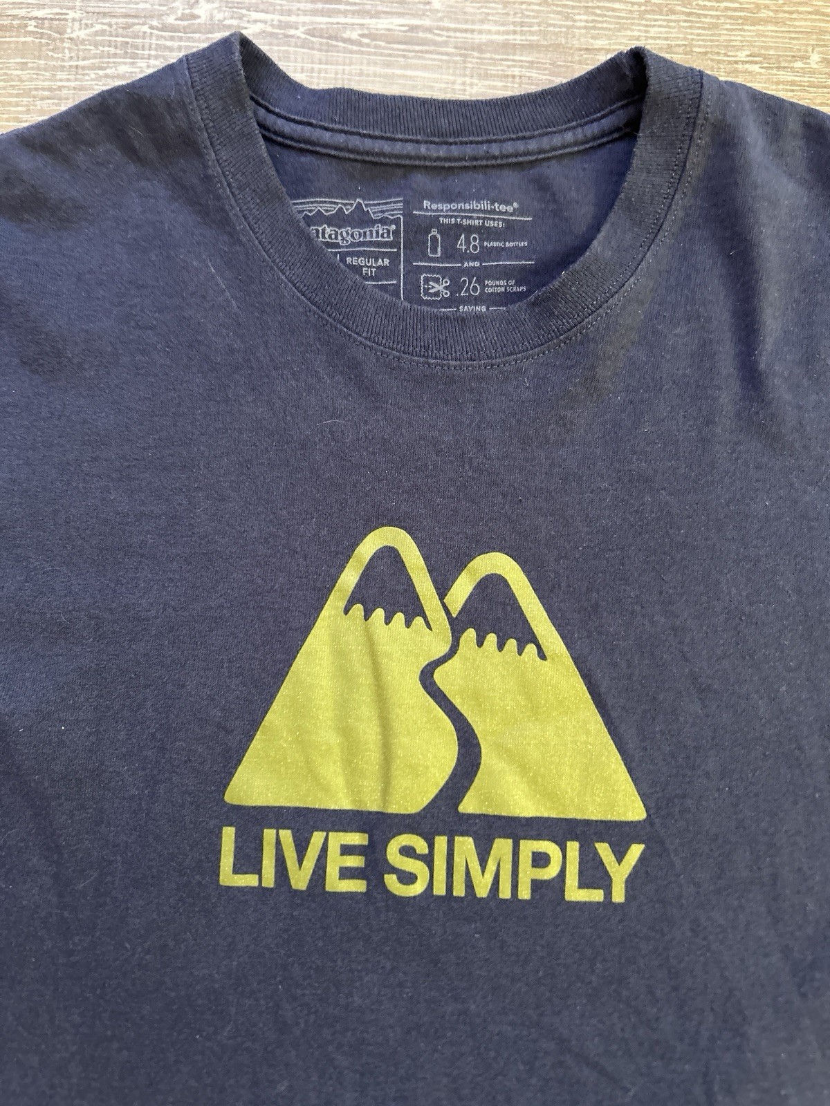 Patagonia Responsibili-Tee T Shirt Mens Large Split Mountain Logo Live Simply gallery