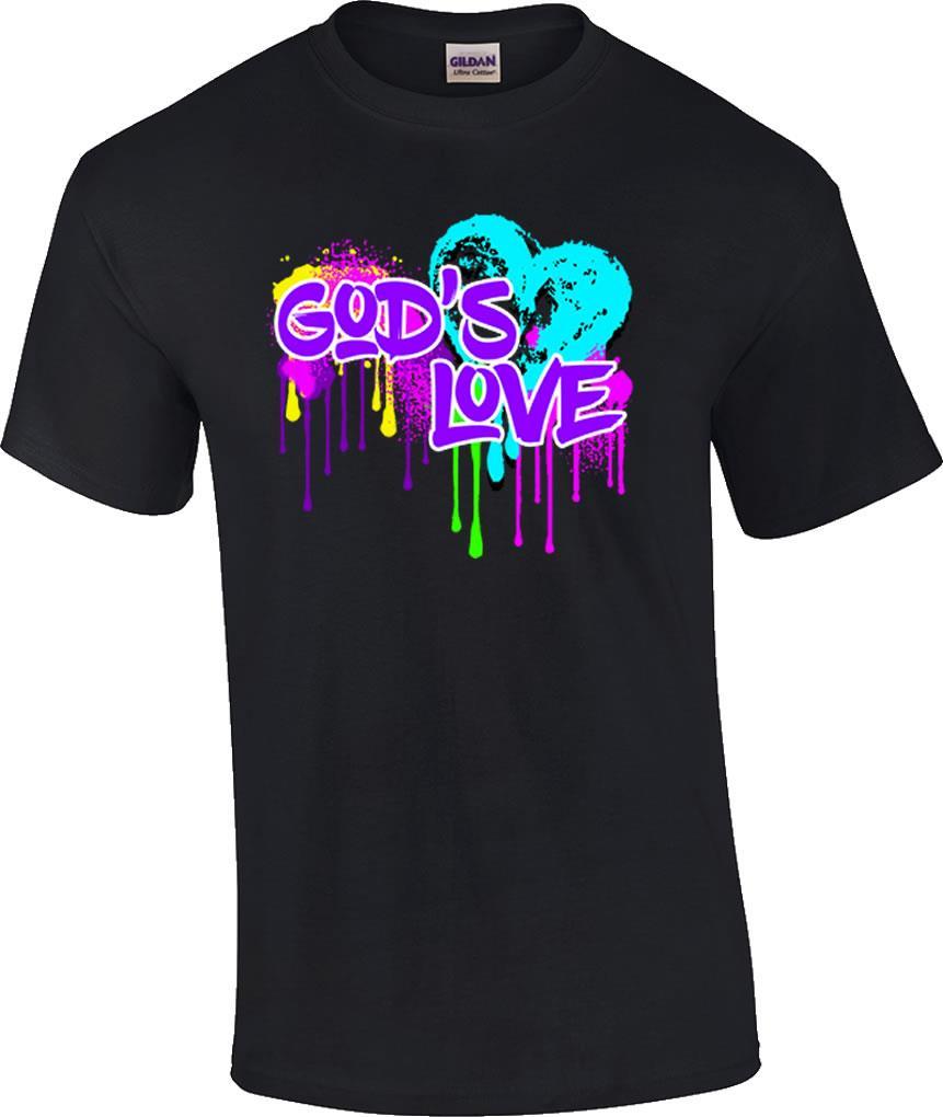 Christian Neon God's Love Heart Religious T-Shirt gallery