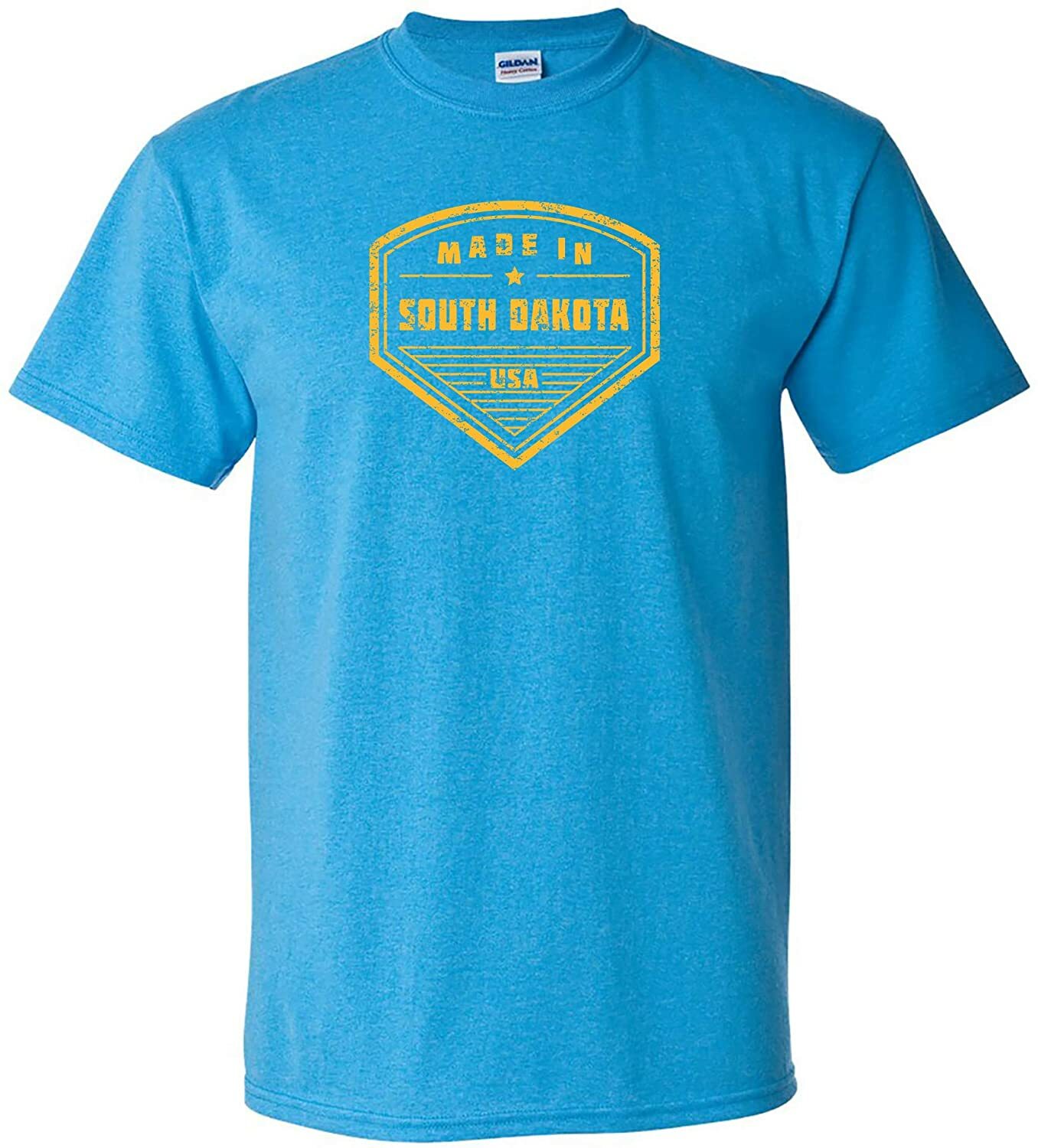 Made in South Dakota Badge- Hometown Pride State T-Shirt – Heather Sapphire