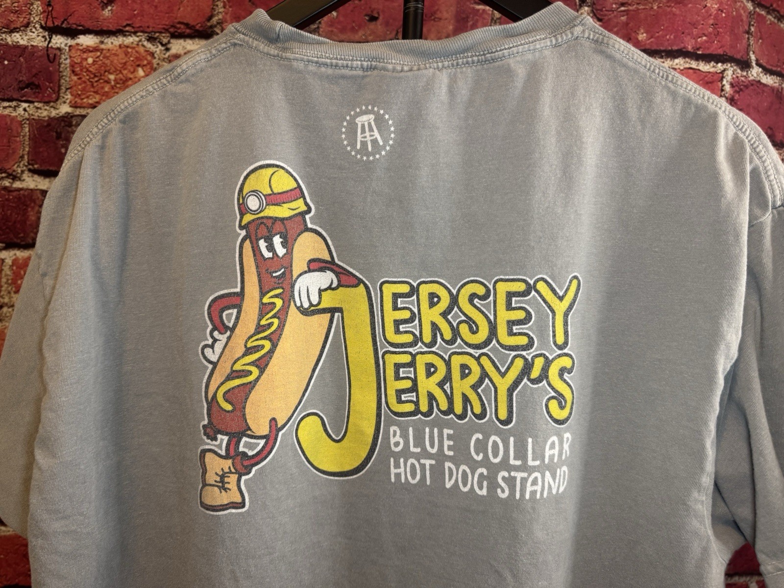 Jersey Jerry's Blue Collar Hot Dog Stand Bar Stool Sports T Shirt Size XL gallery