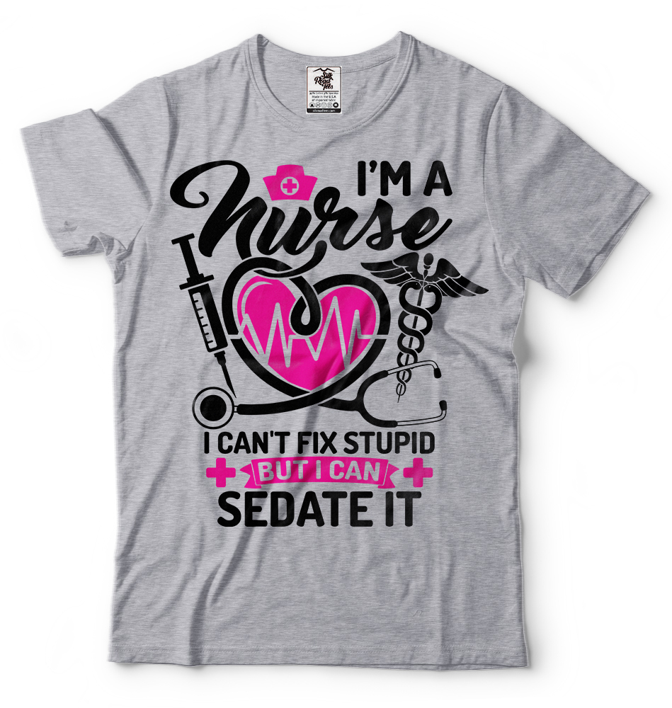 Nurse T-shirt Funny Nursing Tee Shirt Fix Stupid Funny Shirt Gift for Wife Tee gallery