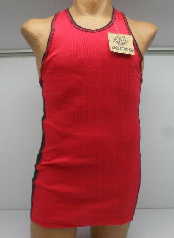 Jocko Mens Jake Side Stripe Racerback Tank Top Red/Black Sz 2X-4X #8122 189B