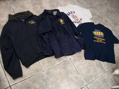 uss boston us navy t shirt & jacket lot 3xl ca 69 devon & jones harriton usn