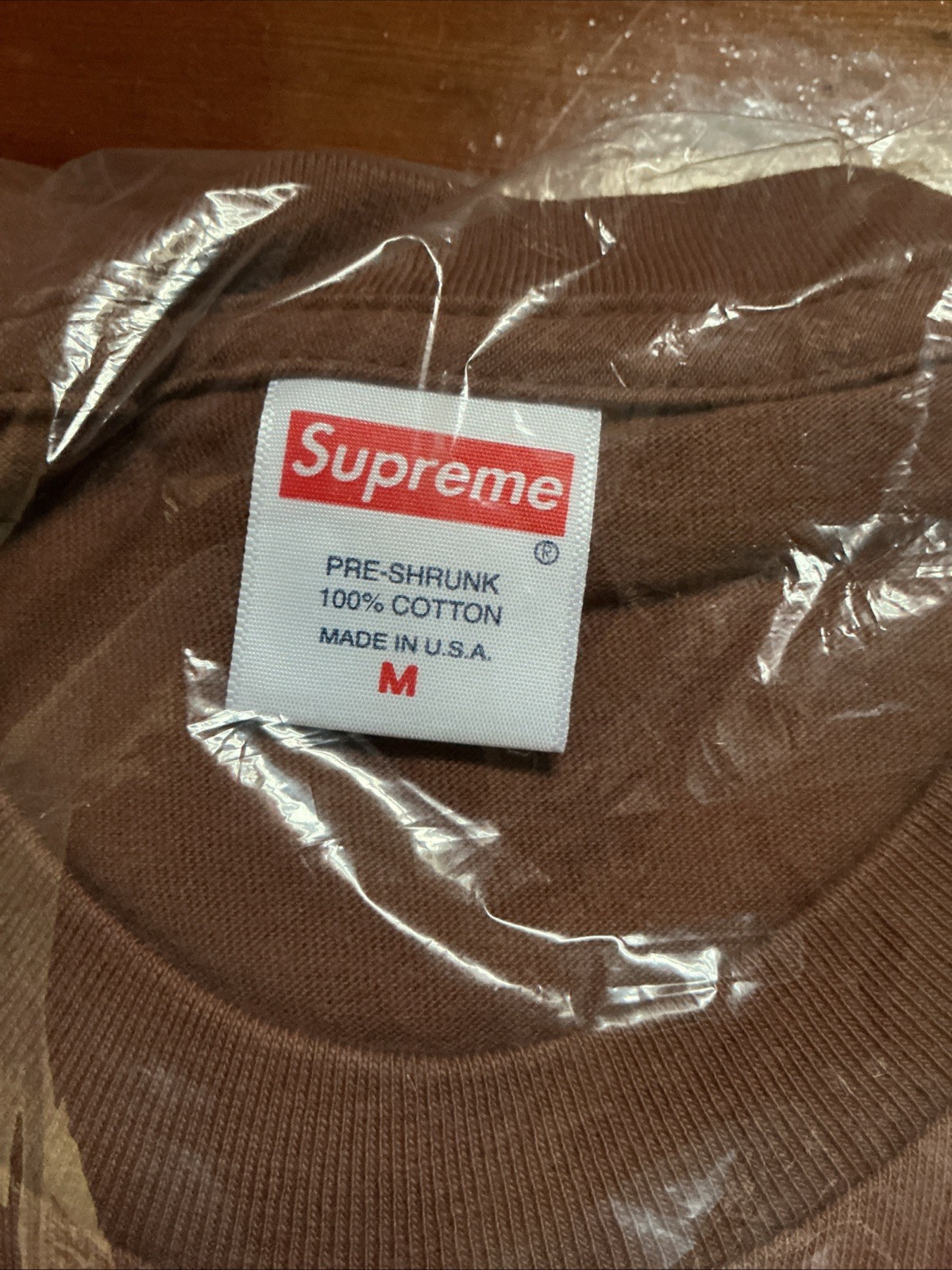 🔥 Supreme Spaghetti Tee Shirt Brown New Size Medium M 2021 🔥 gallery