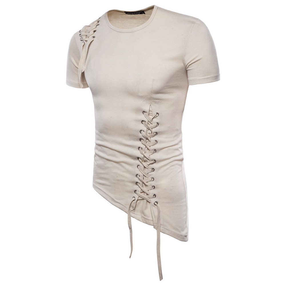 Men's Irregular Shirt Short Sleeve Muscle Tee T-shirt Casual Top Blouse gallery