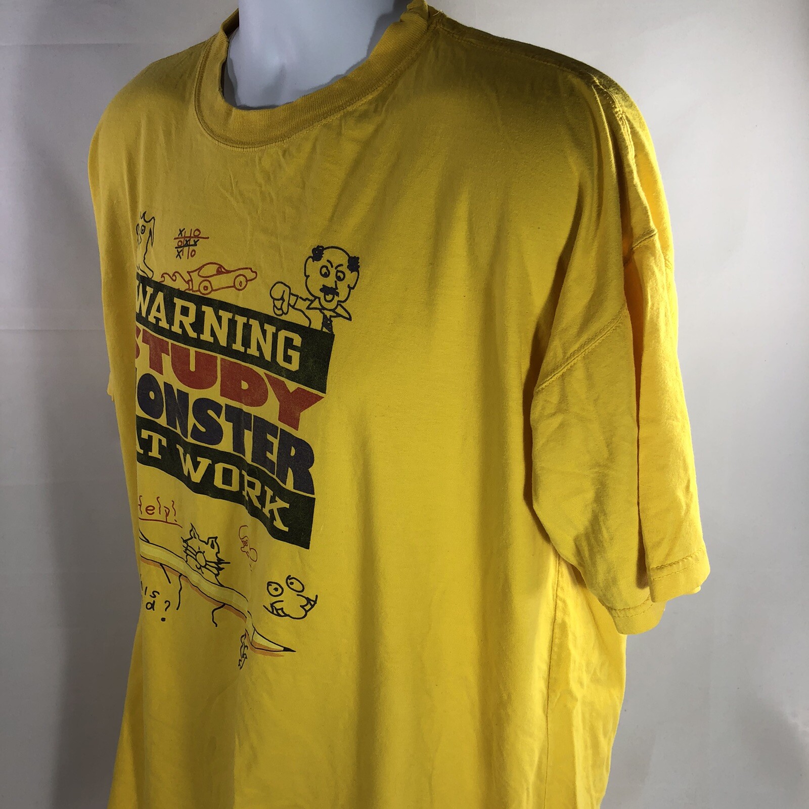 Vintage Club Bed Warning Study Monster At Work T Shirt 90s Short Sleeve Tee OSFA gallery