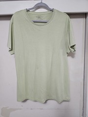 RRL Double RL Light Lime Minimalist Short Sleeve Basic Tshirt SZ Large *FLAWS*