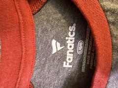 NWOT Fanatics Men’s Baseball T Shirt Long Sleeve Gray and Red Size Large