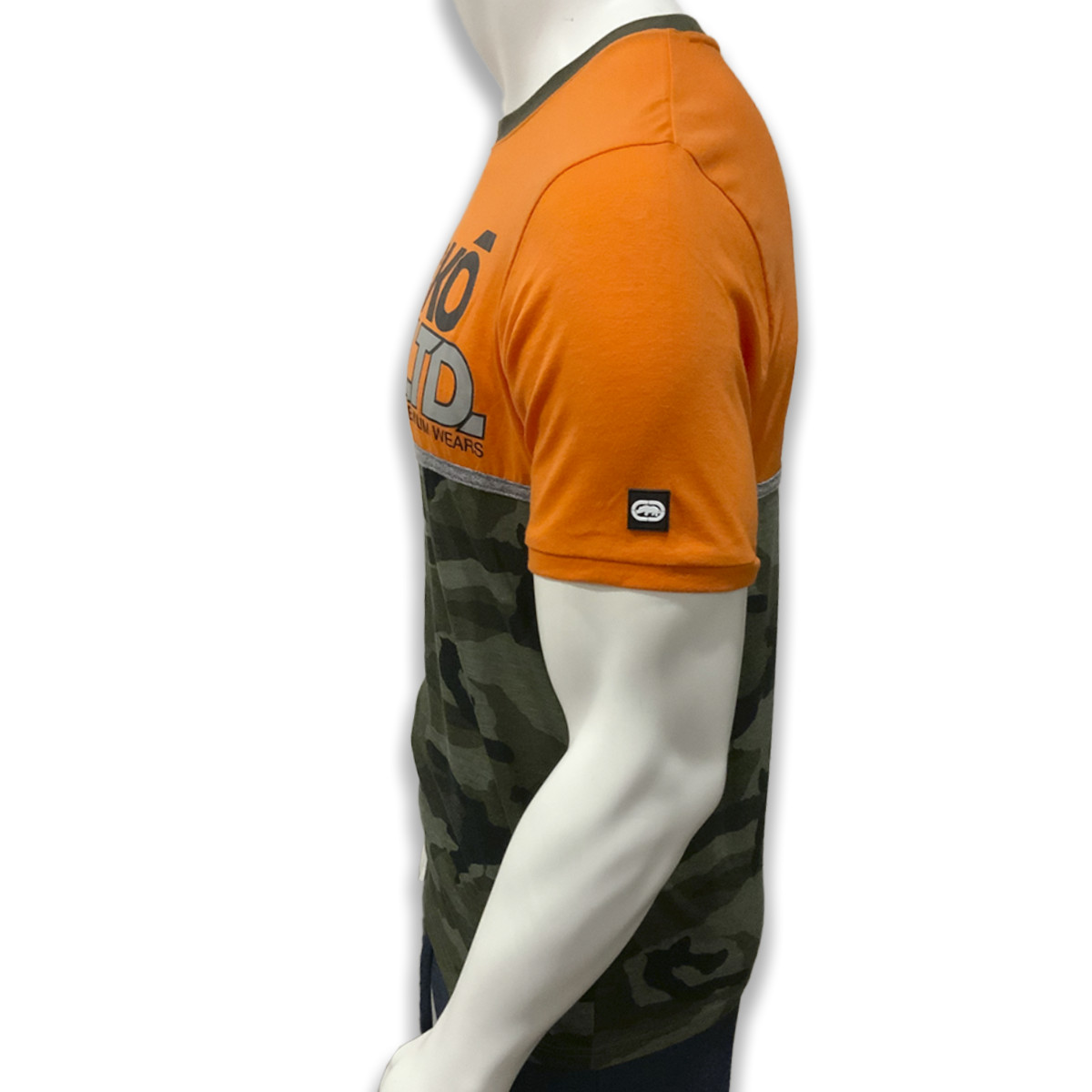 MSRP $38.99 NWT ECKO UNLTD. MEN ORANGE GREEN CAMO CREW NECK SHORT SLEEVE T-SHIRT gallery
