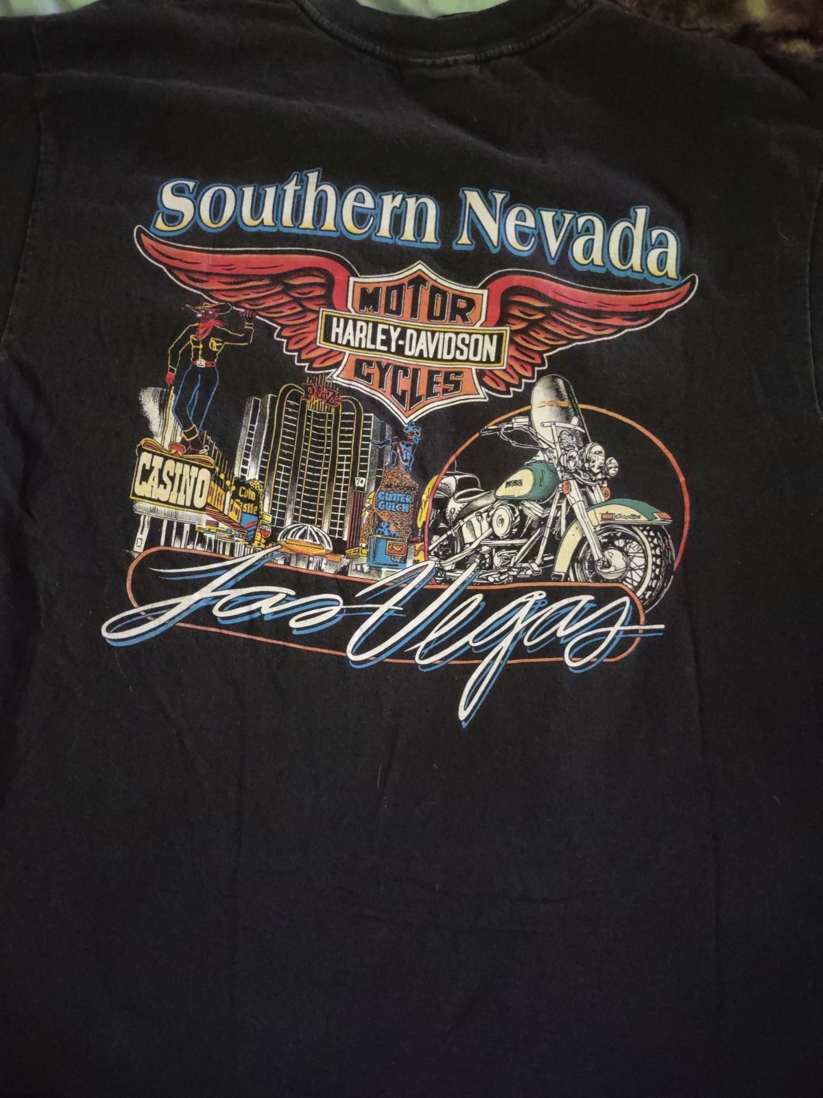 VTG Harley Davidson Las Vegas Motorcycle Hanes Beefy T Sz L USA Made gallery
