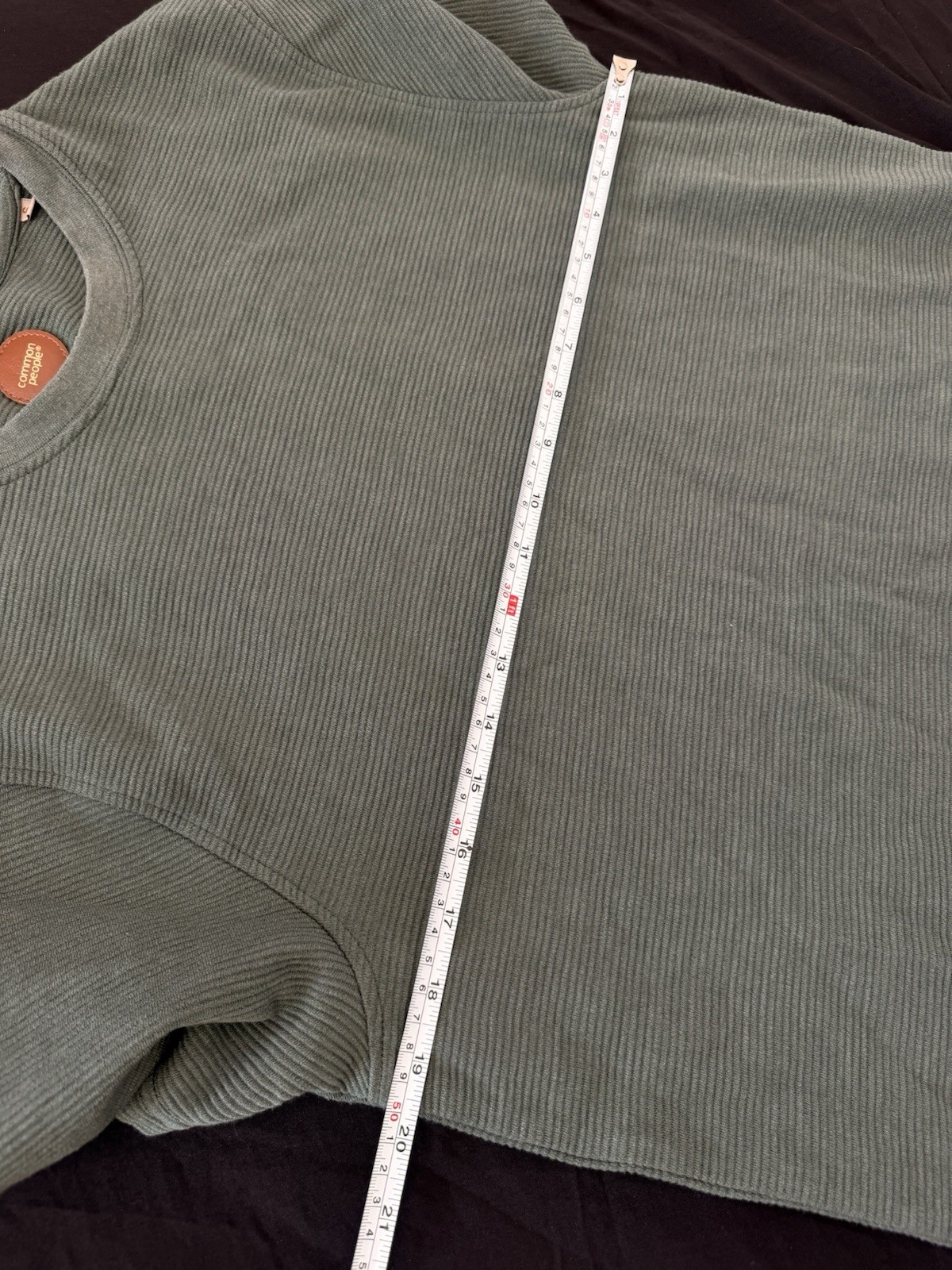 Common People Men Olive Textured T-Shirt Fine Striped Texture Size S gallery