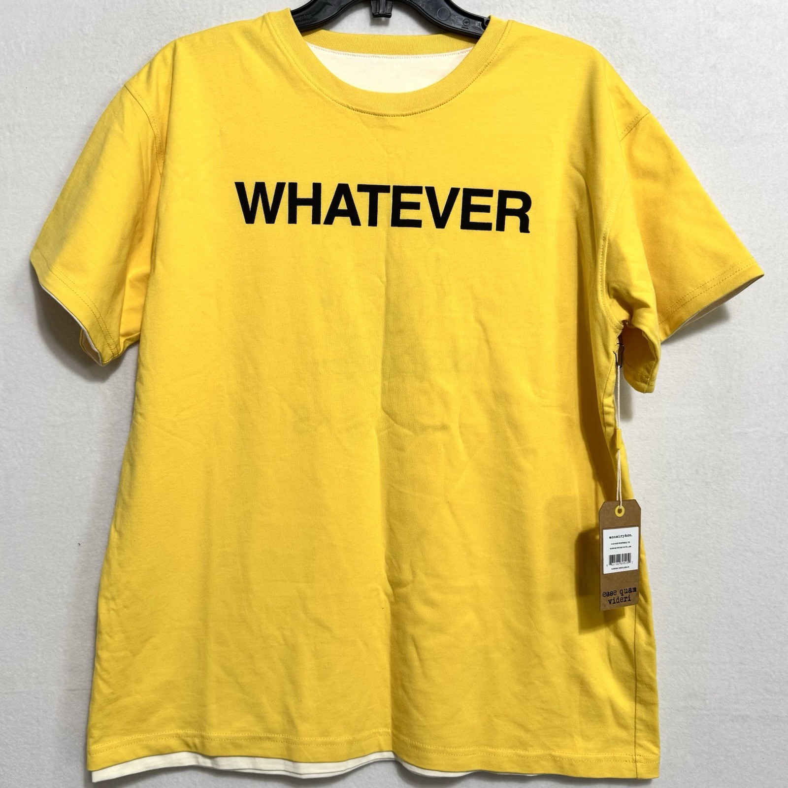 Reversible Graphic T-Shirt | "Whatever" Yellow "Life Sucks" Skull Cream Large gallery