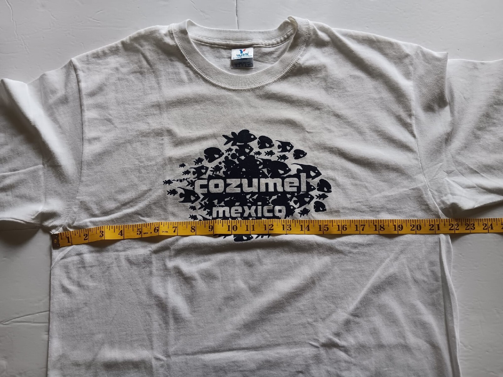 RARE Cozumel Mexico Fish Print White Mens T-Shirt Sz Large gallery