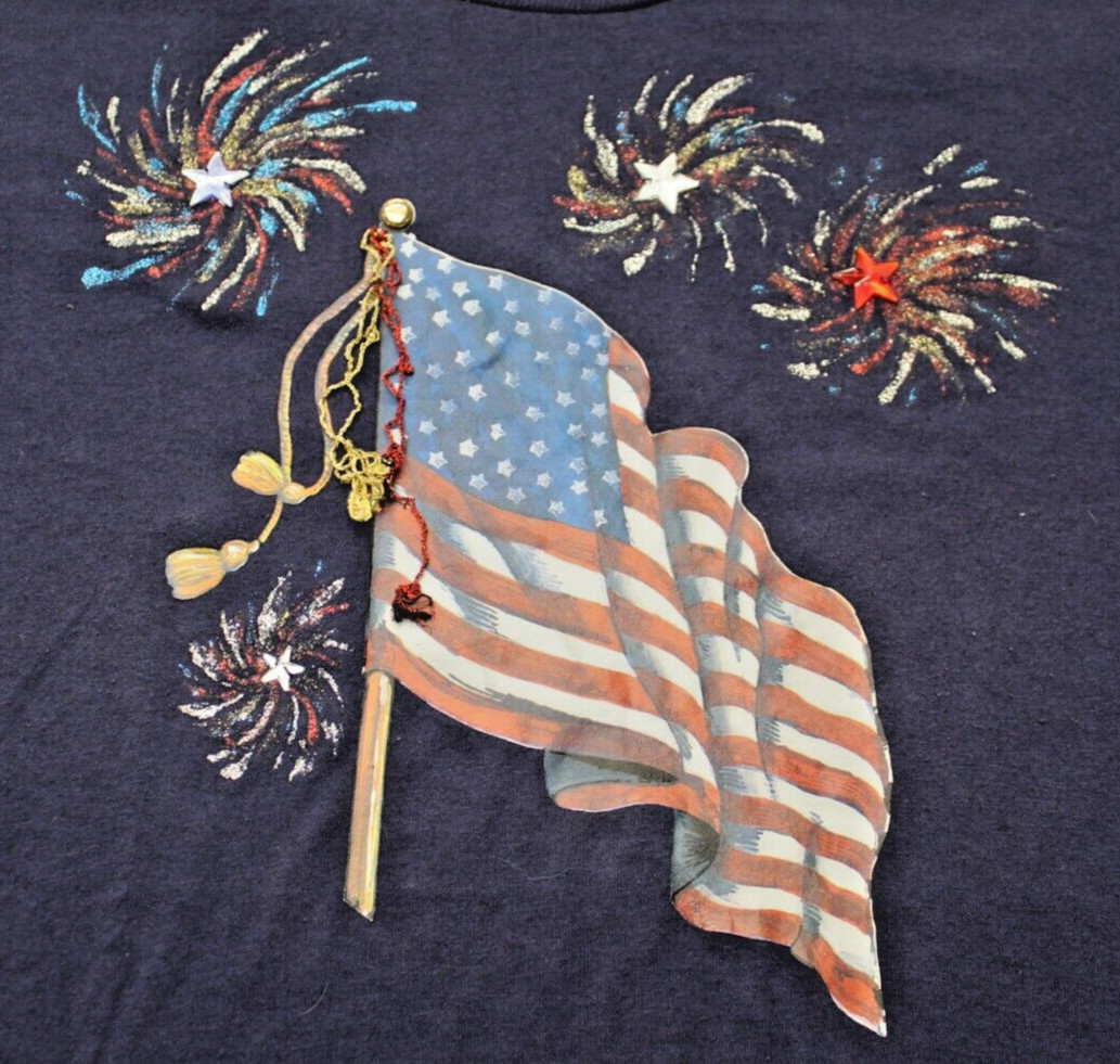 Vintage Jerzees Home Made Single Stitch Flag Fourth Of July T Shirt Men's XL gallery