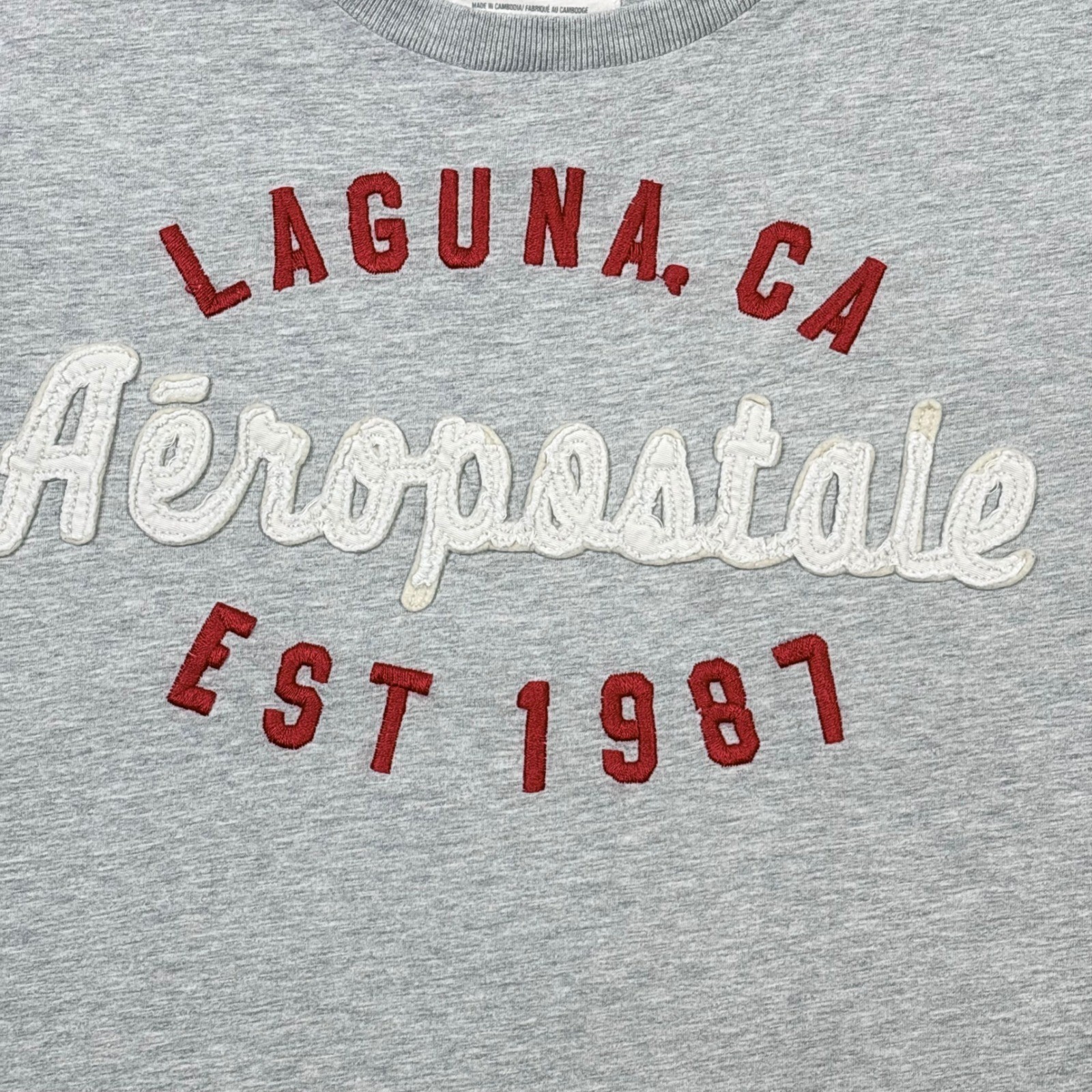 Aeropostale Mens Laguna CA Graphic T-Shirt Gray Medium Y2K Patches READ gallery