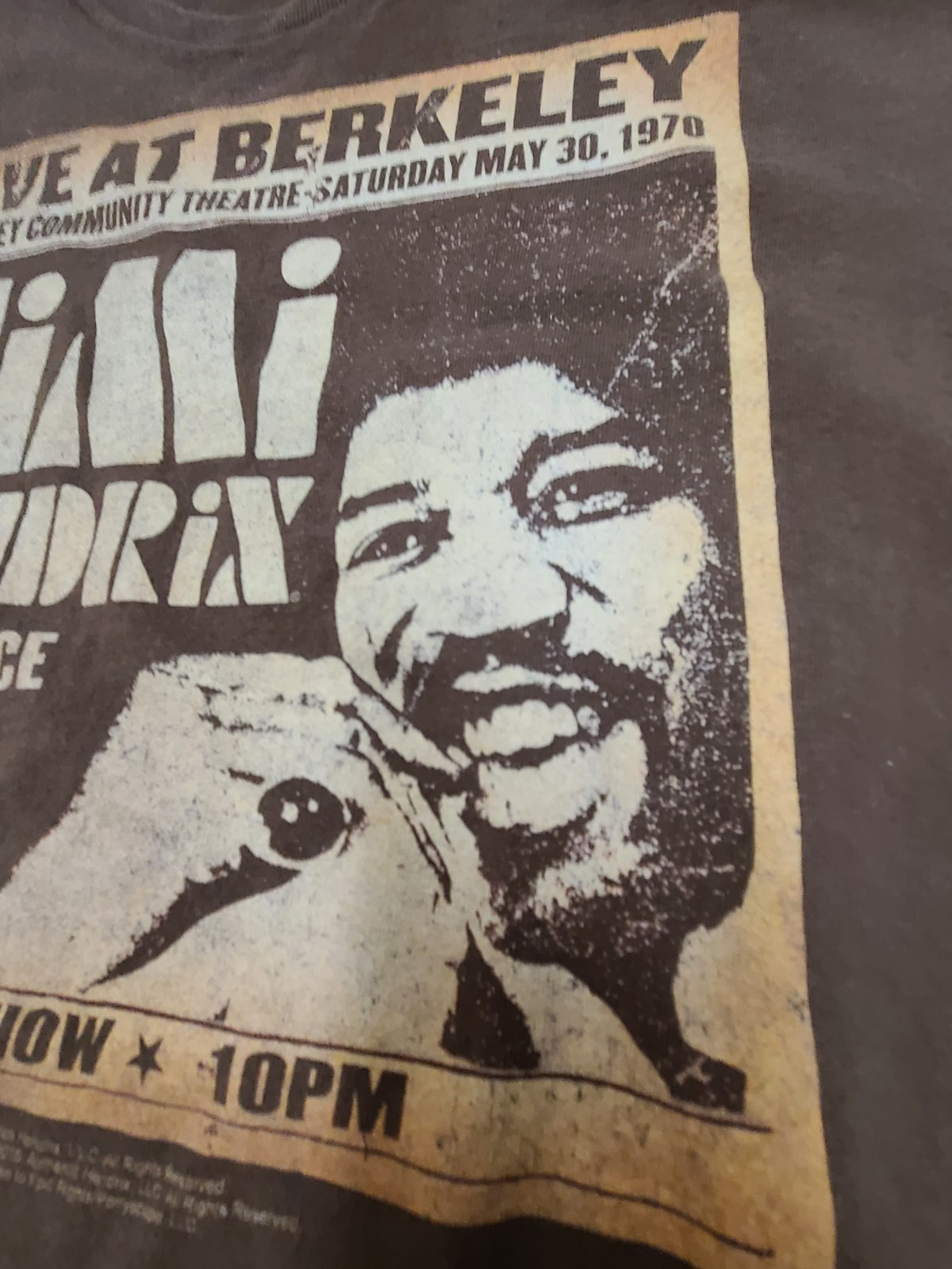 Jimi Hendrix Live At Berkeley 1970 Concert Poster Shirt Mens XL Official Tee gallery