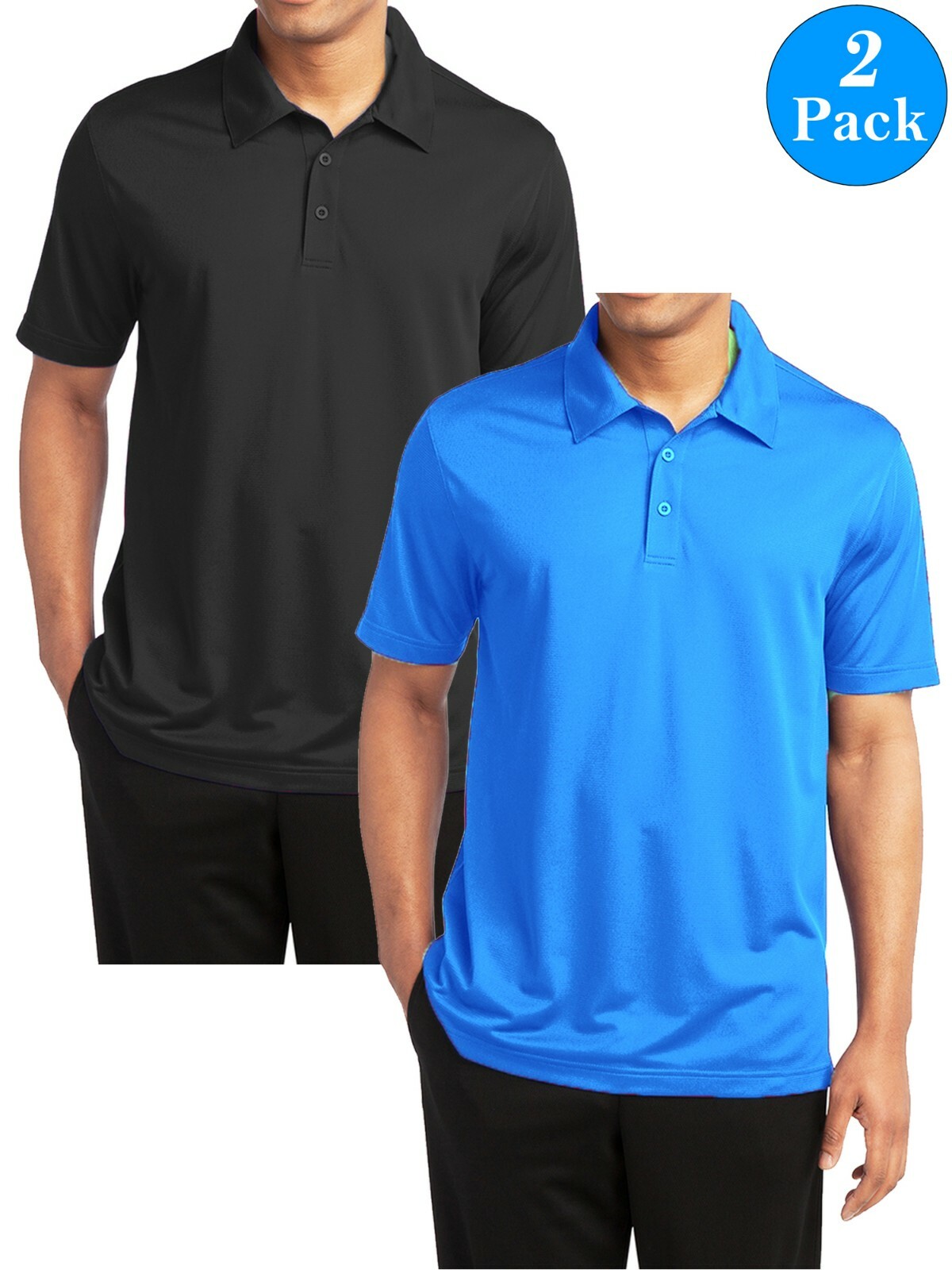 Men's Moisture Wicking Short Sleeve Polo Quick Dry Shirts (2-PACK) NWT FREE SHIP gallery