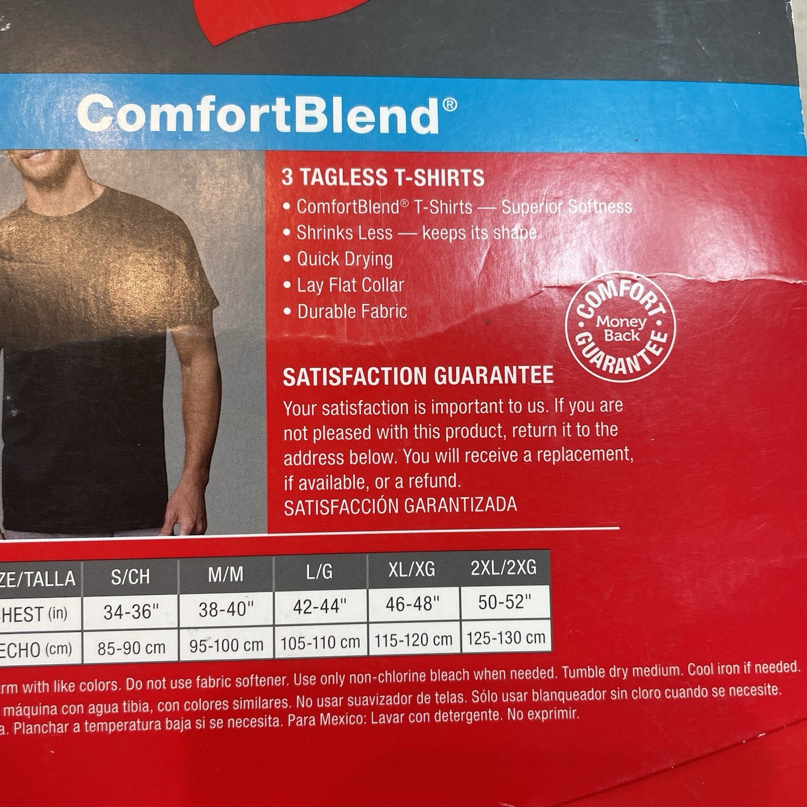 XL Hanes T-Shirts 3 Pack Comfort Blend Tagless Lay Flat Collar White Gray Black gallery