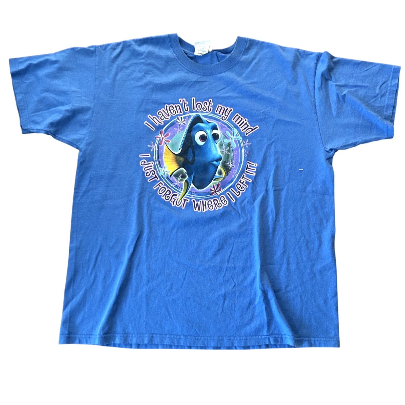 Disney Finding Nemo Vintage Y2k Tee Mens Adults Size XL Blue Dory Periwinkle