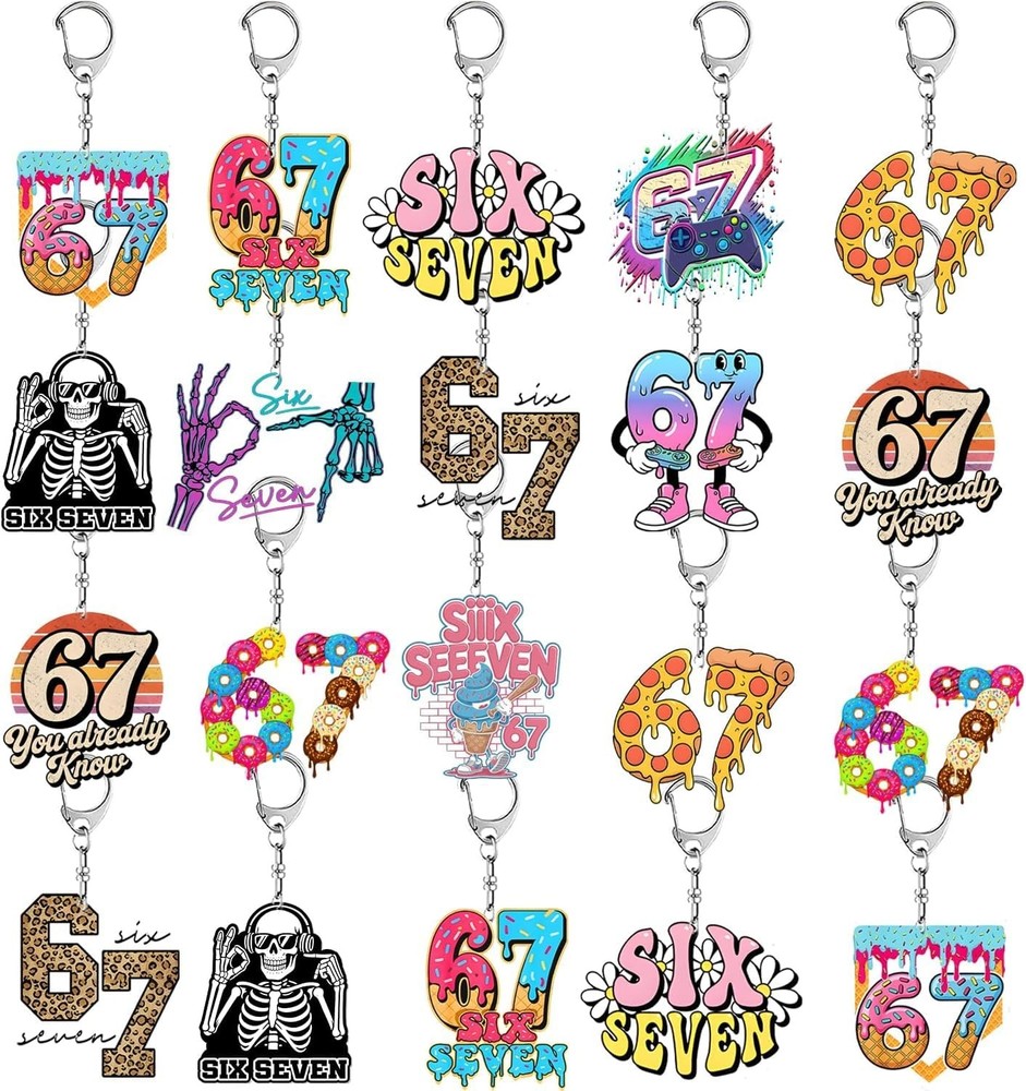 24PCS Six Seven Acrylic Keychain Funny 6 7 Party Favors Number Funny Six Seve…