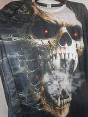 Vampire Fanged Red Eye Skull Double Sided Polyester Pull-over Shirt Graphic XXL