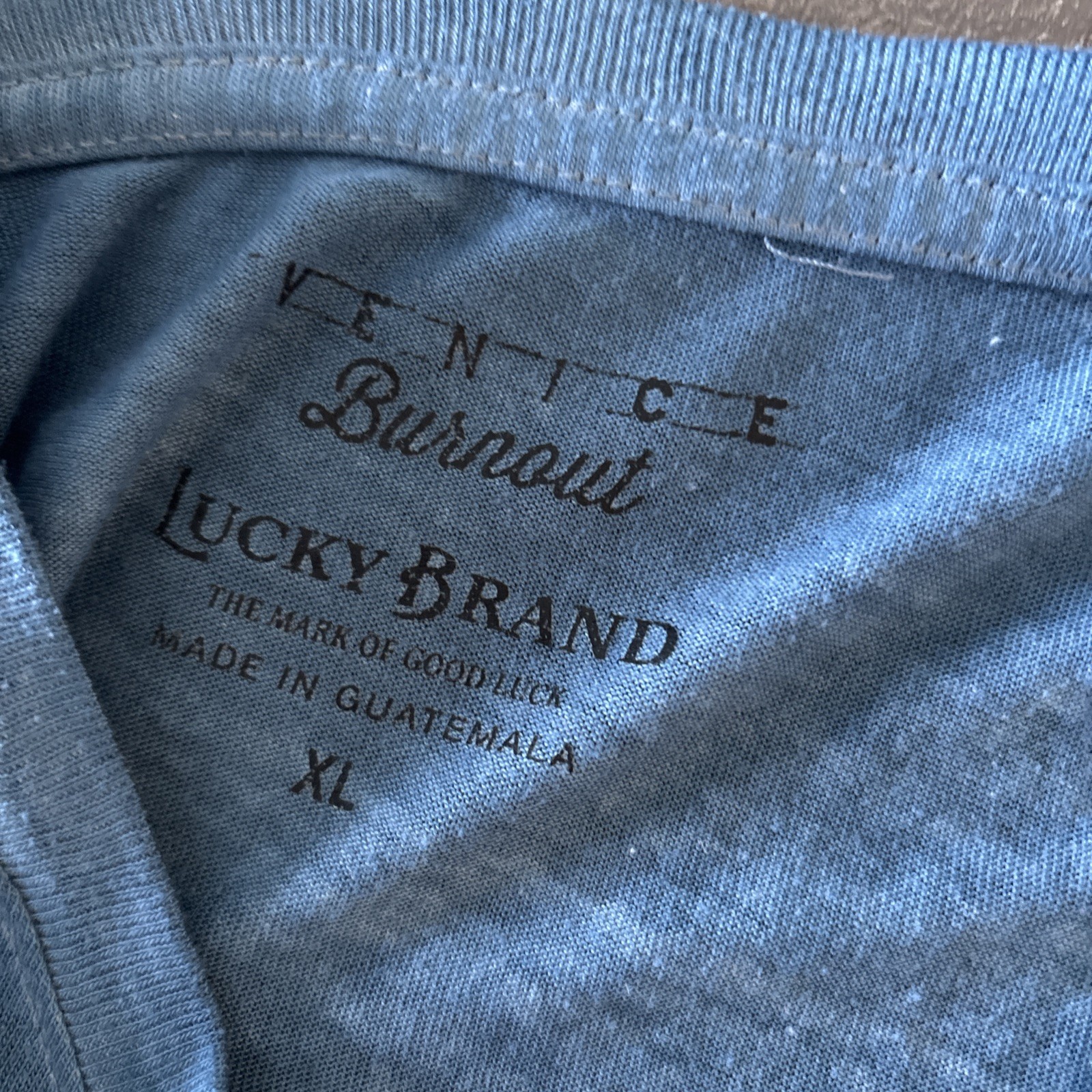Lucky Brand Venice Burnout Graphic T Shirt XL Blue Lightweight Stay Wild Fox gallery
