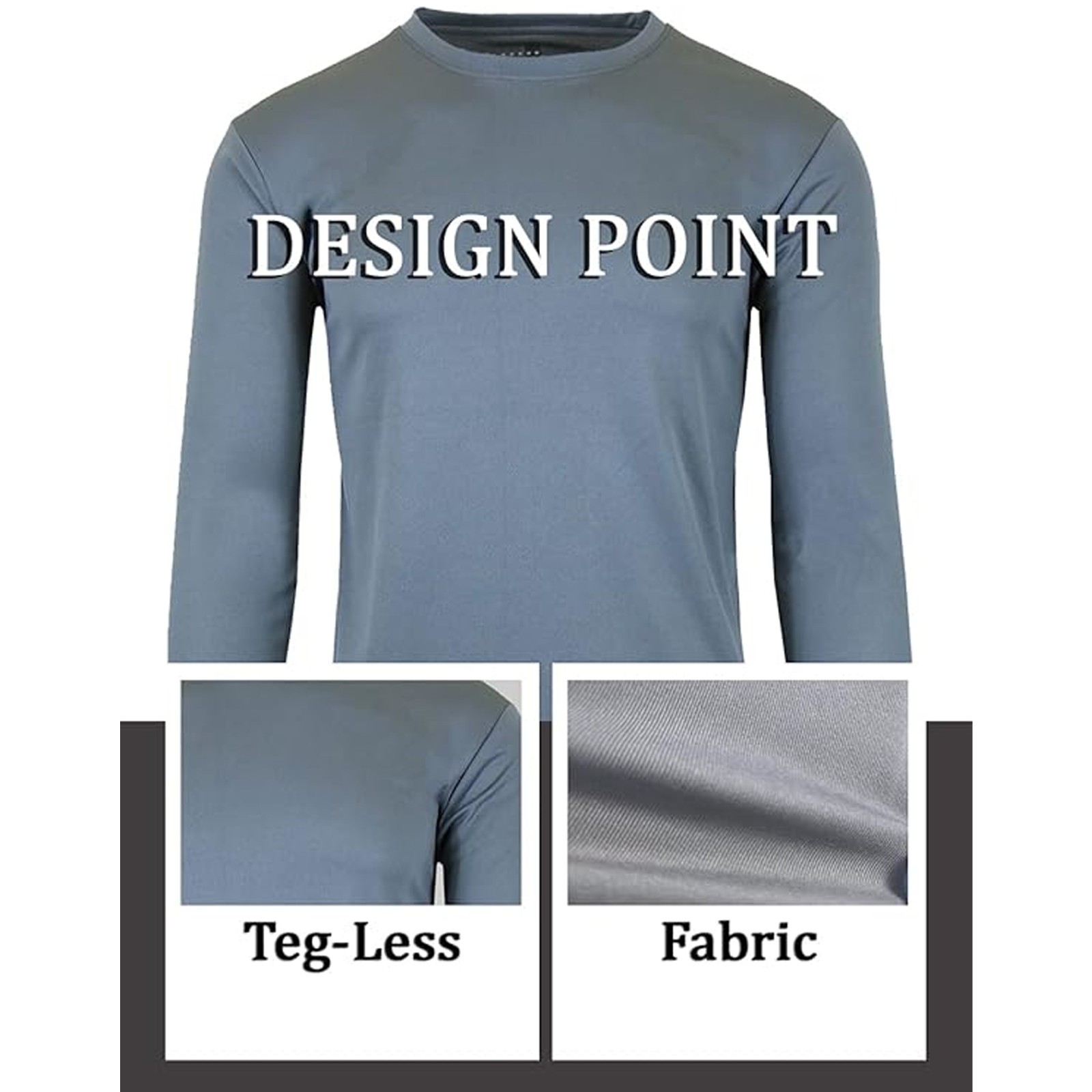 Men's Moisture Wicking Long Sleeve Performance Crew Neck Tagless Tee-NEW , S-2XL gallery