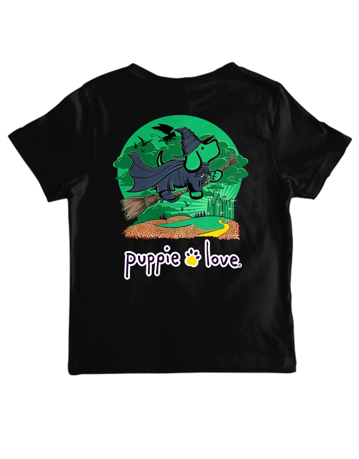 New PUPPIE LOVE – GREEN WITCH PUP, YOUTH T SHIRT, Wicked, Kids Shirt