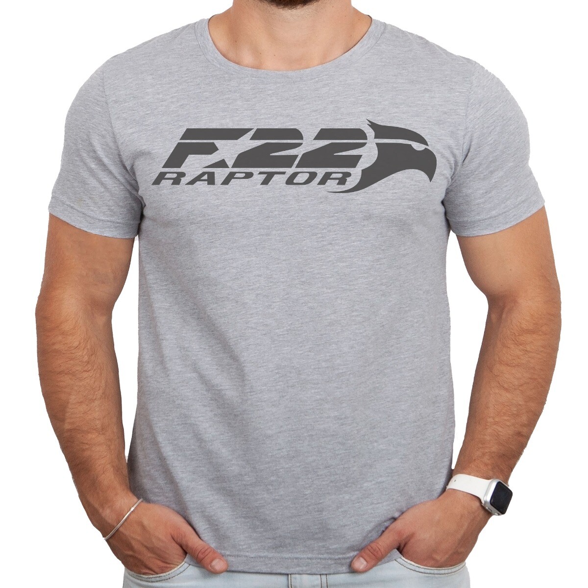 F-22 Raptor Logo Athletic Heather Adult Shirt