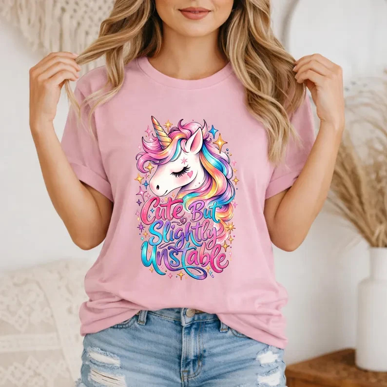 Cute But Slightly Unstable Unicorn Shirt, Funny Unicorn Tee gallery